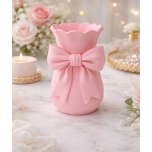 Fiyonk Detaylı Dekoratif Vazo Açık Pembe