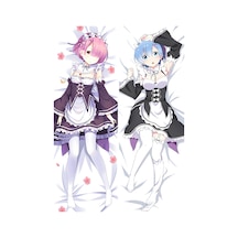 Owl Bag Re Zero Serisi Ram And Rem Karakterleri Desenli Cift Yön Baskılı Sarılma Yastığı Kılıfı Çok Renkli