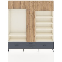 Arges Dolap 18 Raflı 4 Çekmeceli Tek Askılı 220x30x243 Aytaşı-çam/antrasit Atlas Çam/antrasıt