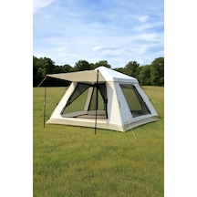 Outdoor Ac6636 6 Kişilik Otomatik Kamp Çadırı Krem 210x210x140 Cm Su Geçirmez Oxford Kumaş Genel