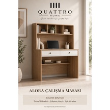 Alora Kitaplıklı Çalışma Masası-152 52 142 Cm Ahşap - Beyaz