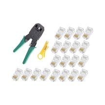 Yeşil Network Cat5 Cat6 Sıkma Pense + 100 Adet Cat5 Cat6 Jak