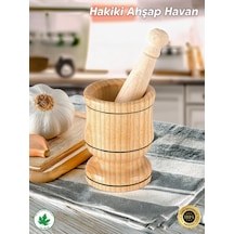 Ahşap Havan Sarımsak Döveceği Büyük Boy 12 Cm, 7 Diş Sarımsak Kapasite, Hakiki Ahşap Ezici