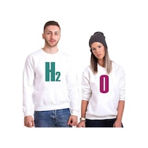 Tshirthane H2 O Sevgili Kombinleri Unisex Sweatshirt Kırık Beyaz