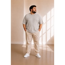 Sngl Tekstil Erkek Büyük Beden Oversize Kısa Kollu T-shirt 3xl 4xl 5xl 6xl 7xl 8xl 9xl 10xl Gri Melanj