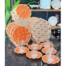 31 Parça Floral Gold Yaldızlı 6 Kişilik Pasta Çay Servis İkram Takımı-5826 Çok Renkli