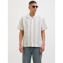 Jack&jones Jack & Jones Jprccsummer Stripe Resort S/s Shirt Sn Krem Erkek Kısa Kol Gömlek