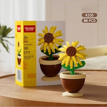 Brıcks Yapı Bloklu Ayçiçeği Saksı Seti 88 Parça Masaüstü Dekora