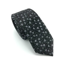 Pierroni Siyah Gri Desenli Slim Kravat (521857398) Gri - Siyah