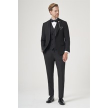 İmza Siyah 6 Drop Slim Fit Esnek Yelekli Damatlık 1001260393