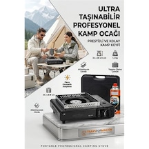 Zenvac Çantalı Siyah Portatif Kamp Ocağı + 1 X Kartuş Piknik Ocağı Otomatik Ateşlemeli 723182 Zenvac29