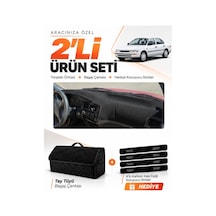 Toyota Corolla Efsane Kasa 1991-1997 Uyumlu Torpido Örtüsü + Tay Tüyü Bagaj Çantası Seti - Siyah