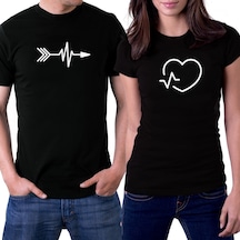 Hearth And Arrow Sevgili Çift Siyah Tişört