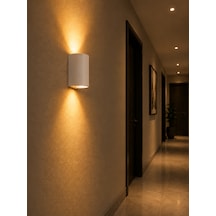 Liva Ap-4050a Radar Sensörlü Led Duvar Apliği 2700k Amber Işık Beyaz Kasa Gu10 Duylu İç Mekan Aydınlatma Amber Rengi
