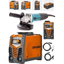 Dragro DRG-200kynk Technology Turuncu Çift Kartlı 200 Amper Invertör Kaynak Makinası 3000 W Taşlama +2li Set