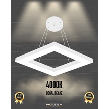 Rombo Beyaz Kasa, Doğal Beyaz Işık Modern Sarkıt Led Avize Beyaz