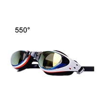 Wave Elektrokaplama Hd Buğu Önleyici Miyopi Yüzme Gözlükleri, Renk: Mavi Siyah 550 Derece