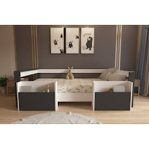 Herseycik Ninnimo Montessori 90X190 Yatak Uyumlu Karyola M1-14 Antrasit - Beyaz
