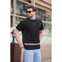 Madmext Siyah Baskılı %100 Pamuklu Erkek T-shirt E7135 Siyah
