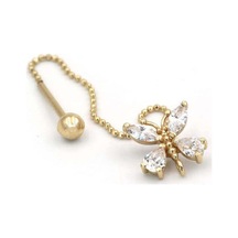 Lilarote Taşlı Kelebek Altın Tragus Küpe 42962137