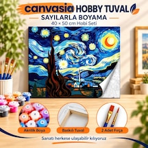 Sayılarla Boyama Numaralı Tuval Seti Boya Fırça Dahil 40x50 Cm Yıldızlı Geceler