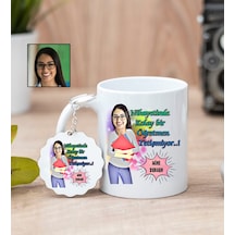 Karikatürlü Öğretmen Kupa Bardak Ve Anahtarlık
