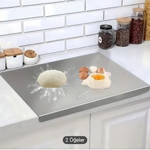 Gkd Paslanmaz Çelik 30x40 Cm Tek Bükümlü Metal Tezgah Koruyucu Kesme Tahtası Gri