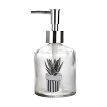 Cam Sıvı Sabunluk,kaktüs 1 Desen 300ml 7,6x15,5cm Çok Renkli