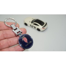 Dk Saab Logo Mavi Metal Çift Yön Anahtarlık
