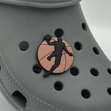 Crocs Terlik Süsü Ve Aksesuarı , Çanta Süsü Renkli Jibbitz Jordn Basket 09 Görselli Figür Aksesuarı Siyah-kiremit
