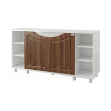 Kanki Pet Western 12050-bcv1 Akvaryum Sehpası 120x50x69 Cm Beyaz - İtalyan Ceviz Vakum Kapak