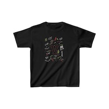 Unisex Çocuk Baskılı T-shirt - Siyah Beyaz