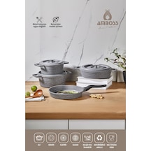 Amboss 7 Parça Copper Döküm Tencere Seti - Gri