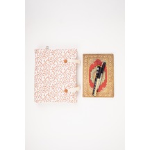Kitap Kılıfı Ve Defter Kılıfı A5 Uyumlu Fermuarlı Kalem Cepli Kumaş Organizer