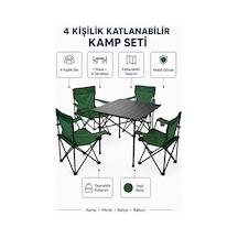 Trendinyeri 4 Kişilik Katlanır Kamp Masa Sandalye Seti Piknik, Bahçe Ve Plaj Kullanımına Uygun Yeşil