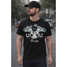 Herkesemoda Litte Things Yazı Detaylı Basic T-shirt Siyah