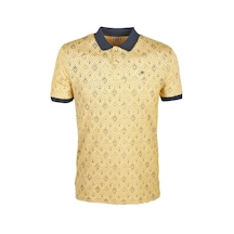 Erkek Sarı Baskılı Slim Fit Dar Kesim Polo Yaka %100 Pamuk T-shirt Ncs Jeans 1989-sarı Sarı