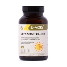 U-More Vitamin D3 1000IU Vitamin K2 60 Yumuşak Kapsül