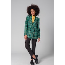 Çok Renkli Ekose Kruvaze Blazer Ceket 001