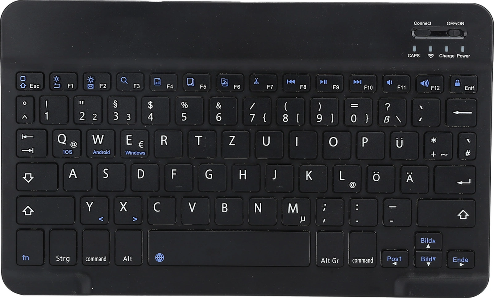 Shineyee Kablosuz Bluetooth 3.0 Klavye, 10 İnç Geniş Tuş, Ultra İnce Taşınabilir, Akıllı Telefon/tablet/bilgisayar Uyumlu, Alüminyum Panel, Su Ve Toz Dayanıklı, Dahili Pil Siyah, Almanca Dili