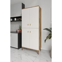 Simple Sp4190 Çok Amaçlı Dolap 4 Kapaklı Mutfak Dolabı Balkon Dolabı Kiler Banyo Dolabı Ayakkabılık Ekru Ceviz