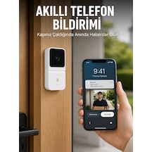 Beyaz Wi-fi Akıllı Görüntülü Kapı Zili Hd Kamera, Gece Görüşü Ve Telefon Bildirimli Kablosuz Kapı Zili - Lisinya