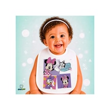 Minnie Mouse Keten Bebek Mama Önlüğü Yumuşak - Emici - Yıkanabilir - Özel Tasarım P139 Çok Renkli