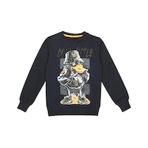 İrem Çocuk Giyim Erkek Çocuk Yazı Ve Resim Desenli Sweatshirt Lacivert