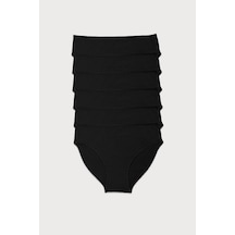 Malabadi Kadın Siyah 6 Lı Paket Modal Dar Kalıp Ara Bel Slip Külot 187 Siyah