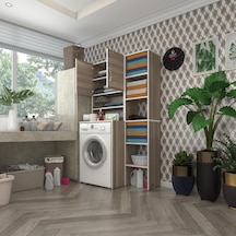 Kenzlife Çamaşır Makinesi Dolabı Hayzummaks Crd 180 096 55 Banyo Kiler Çift Kapaklı Arkalıklı Çok Renkli