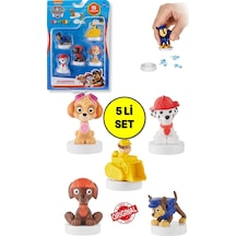 Paw Patrol Damgalı Mühürlü 5 Li Figür Seti Marshall - Chase - Rubble - Skye - Zuma 4 - 7 Cm