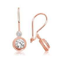 Gümüş Rose Sallantılı Tek Taş Küpe Rose