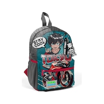 Minik Yuva Sırt Çantası Gri Nefti Anime Motorsiklet İki Bölmeli 23564