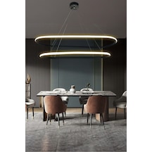 Modern Siyah Yemek Masa Avizesi, 3 Renk Led Aydınlatmalı, Modern Salon Avizesi,ofis Led Avizesi Siyah
